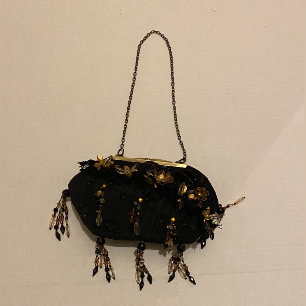 Mary Frances Black Clutch with Gold Accents🖤💛🖤